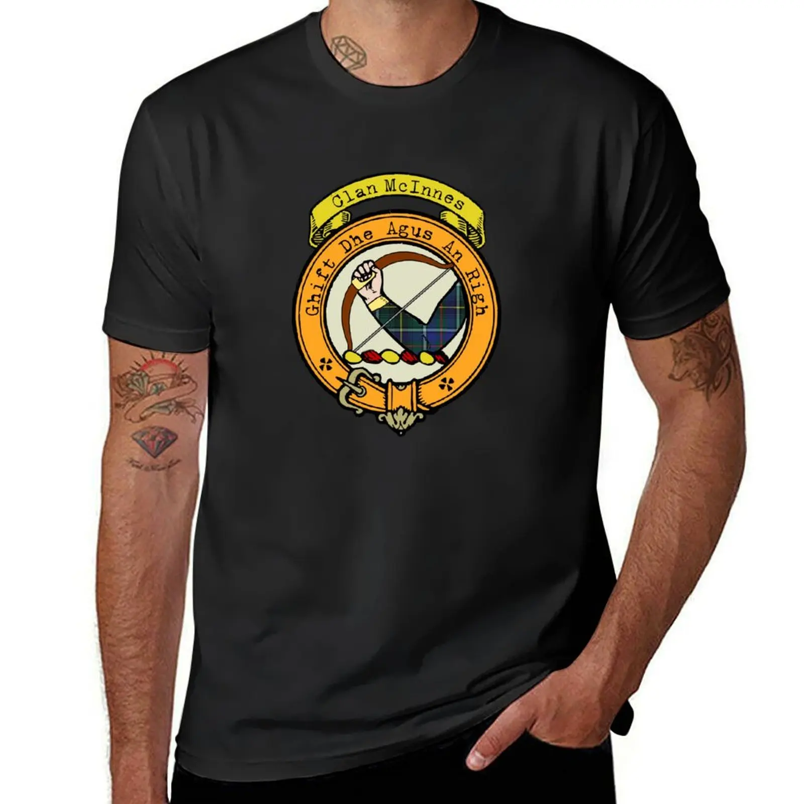 McInnes Clan Surname crest T-Shirt plus sizes blacks quick-drying mens graphic t-shirts big and tall