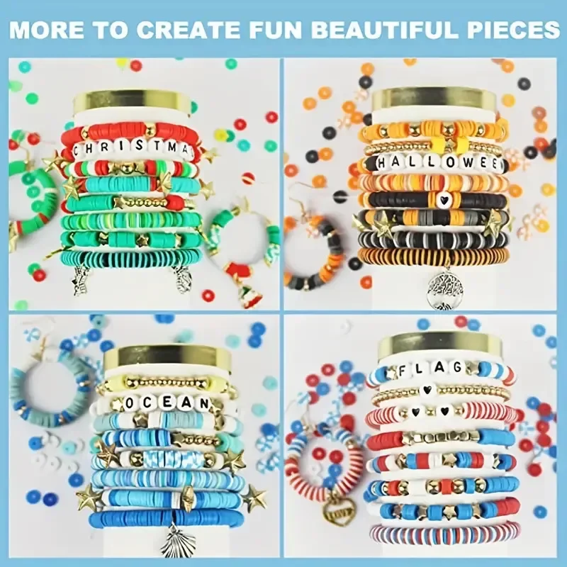 SHU YU 14400/4200/2400pcs Assorted Polymer Clay Beads Kit for DIY Jewelry Making-Handmade Craft for Bracelet, Necklace, Earrings