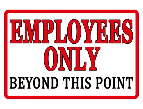 EMPLOYEES ONLY SIGN DURABLE ALUMINUM NO RUST FULL COLOR CUSTOM SIGN HORZ dd#402