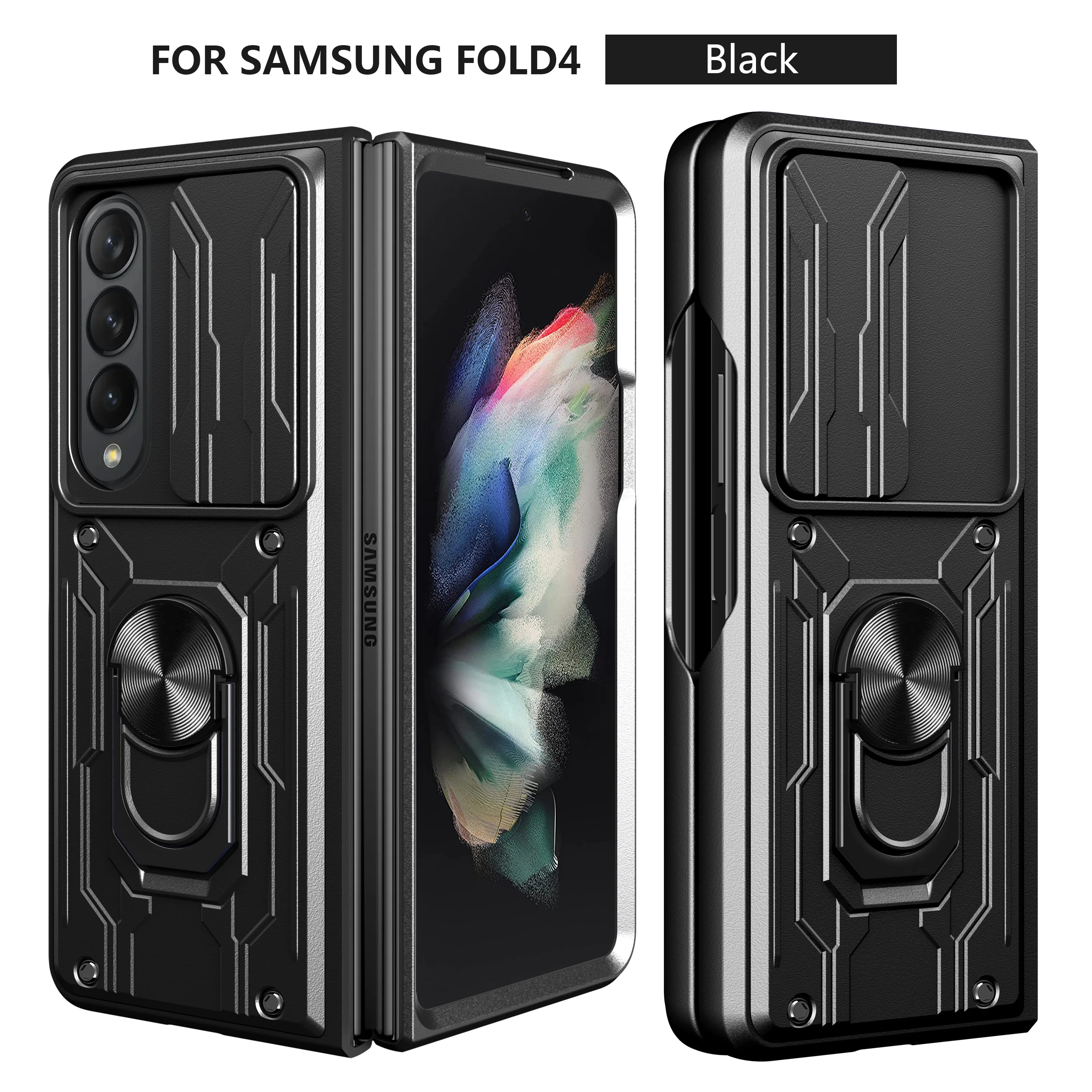 

For Samsung Galaxy Z Fold 4 5G Phone Case Drop Resistant Ring Holder Case SM-F9360