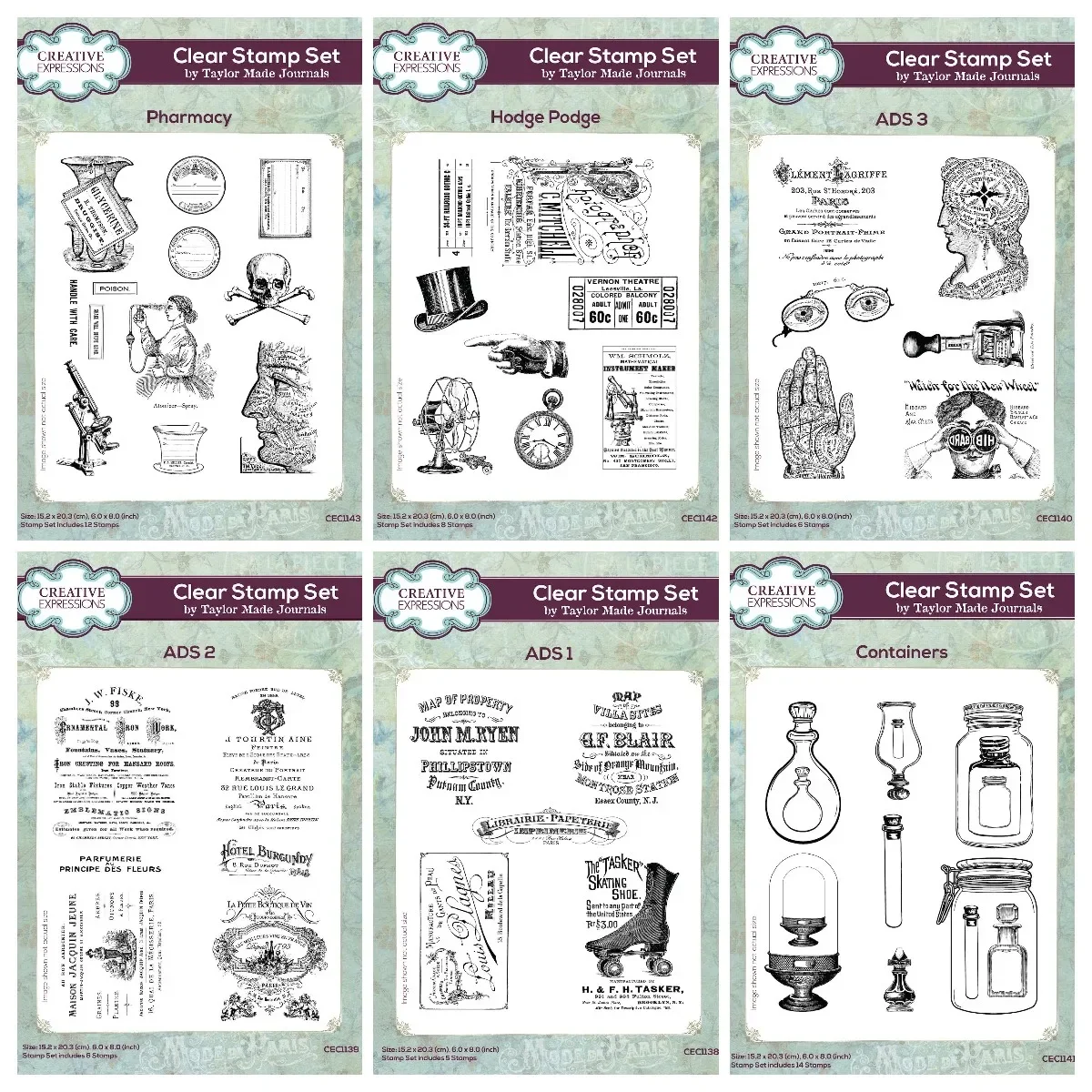 New Vintage Stamps Embossing Pharmacy Hodge Podge Containers Ads Stamp Scrapbooking Handmade Greeting Cards Decoration Crafts