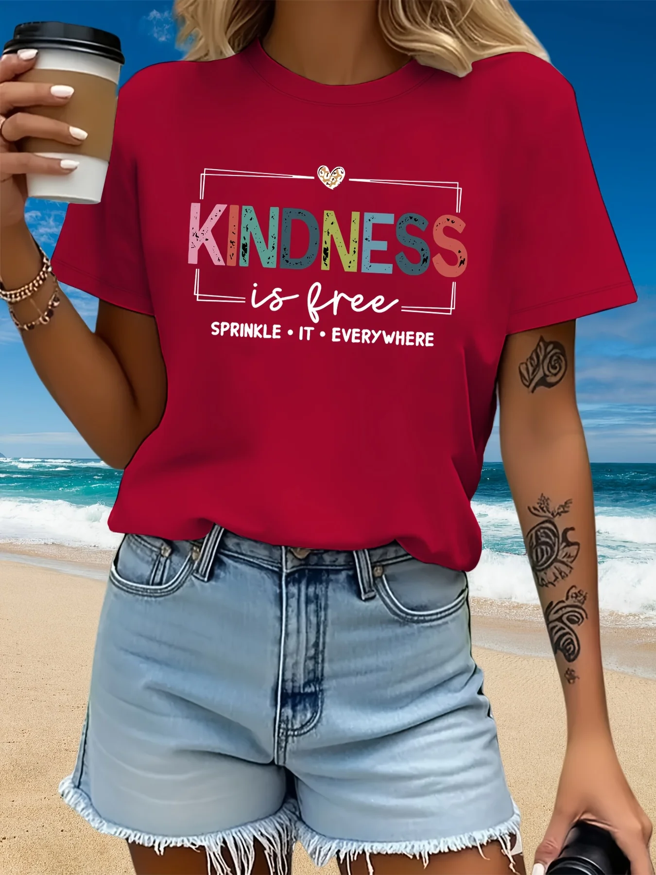 SPRINKLE IT EVERYWHERE Pattern Summer New Women's T-shirt Casual Fashion Printed T-shirt Elegant Women's Clothing