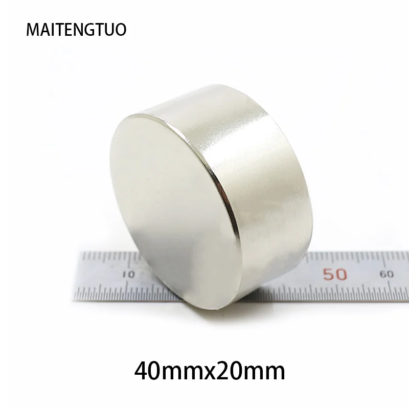 1/2PCS 40x20 mm Thick Rare Earth Neodymium Magnet 40x20mm Big Strong Round Magnets N35 Permanent Disc Search Magnet 40*20