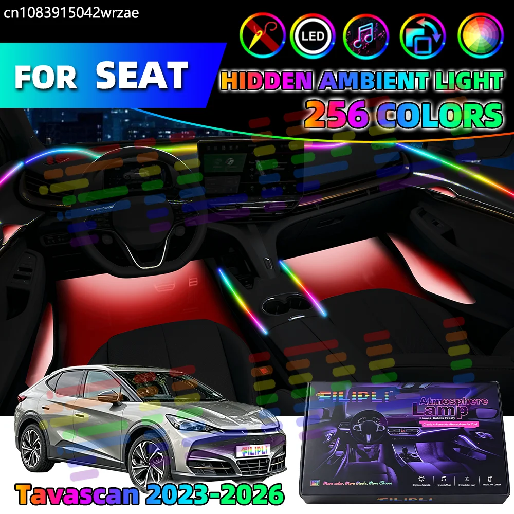 

6 in 1 For Seat CUPRA Tavascan 2023-2026 Years Car Interior Ambient Lights Strips Breathing Lighting Kit App Control Decorative