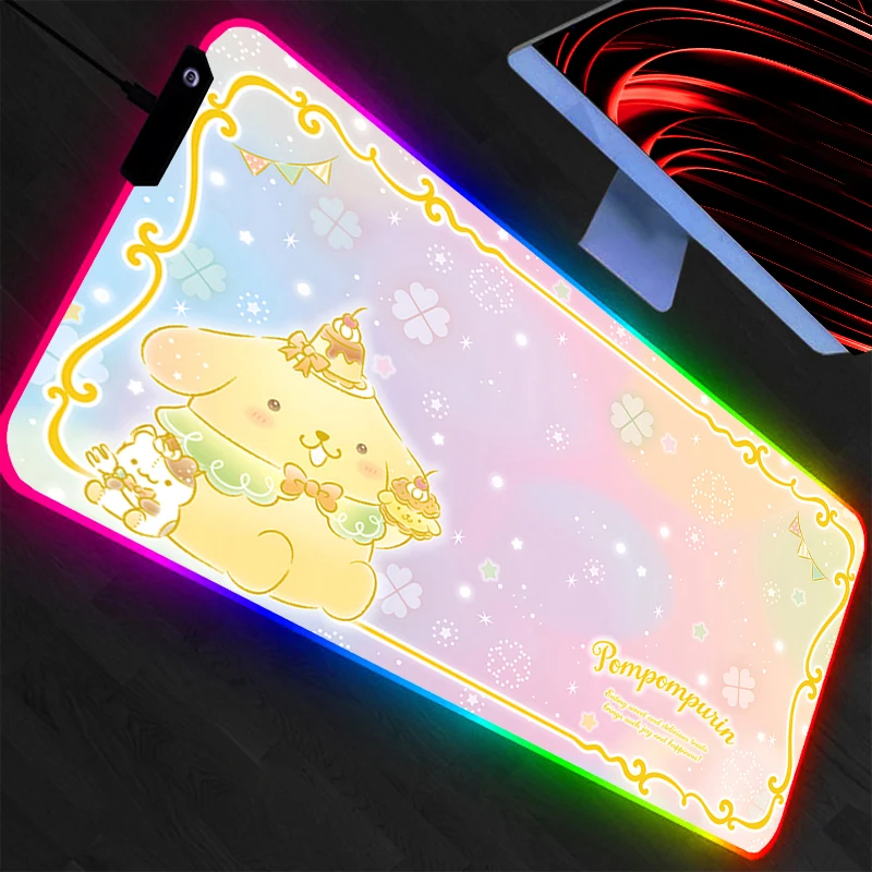 

Pompompurin RGB Mouse Pad Gamer PC Computer Large Backlight Desk mat Keyboard Anime Gaming Accessories LED Mousepad