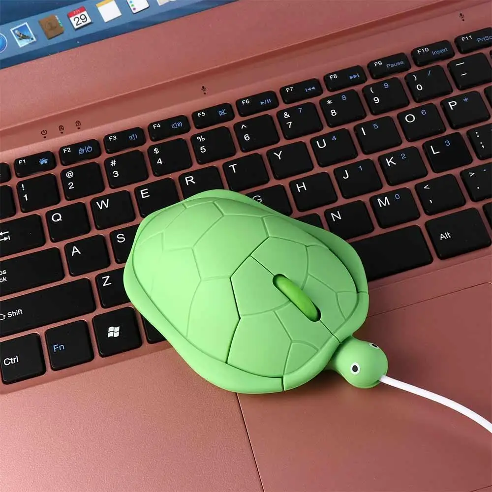 1200DPI Green Turtle Wired Mouse 3.6inch Button 3.6 Feet Cable Turtle Wired Mouse Cute Green Turtle Shape