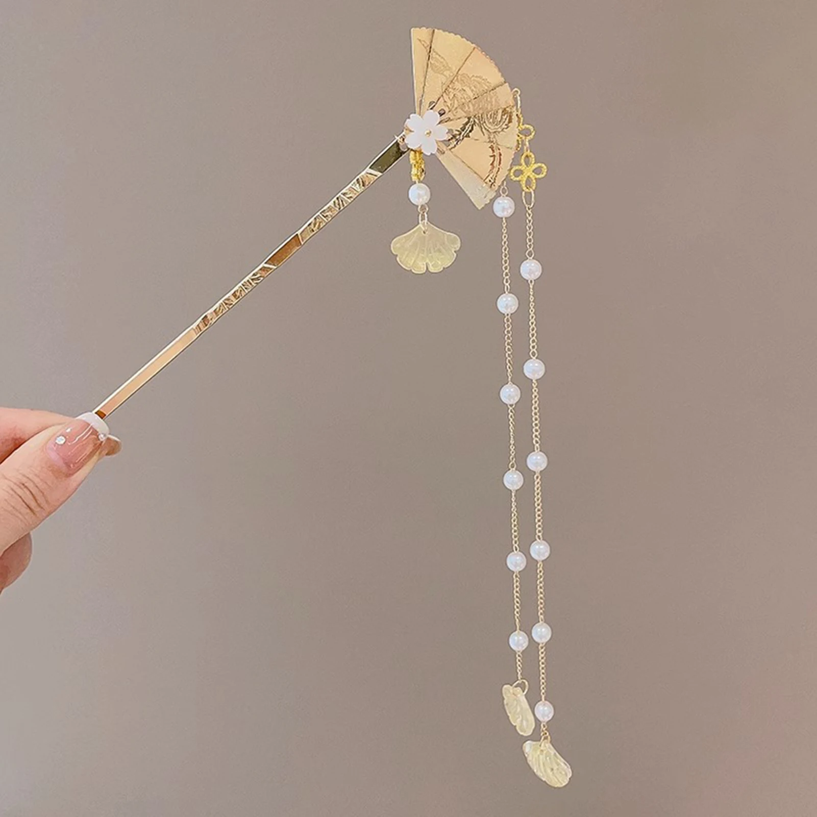 Neo Chinese Hairpin For Women Trendy Metal Flower Tassel Hair Stick Girls Daily Travel Shopping Jewelry Hair Accessories 1pc