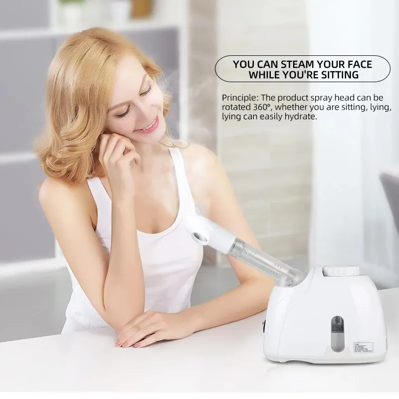 Facial Steamer with Extendable Arm Steaming Warm Mist Humidifier for Face Spa Sinuses Moisturizing, Homeuse Or Salon