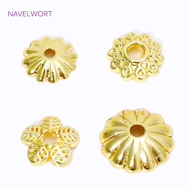 20pcs/Lot 14K/18K Gold Plated Brass Bead Caps Spacer Beads,Flower Bead Caps For Jewelry Making Supplies DIY Jewelry Accessories image 3