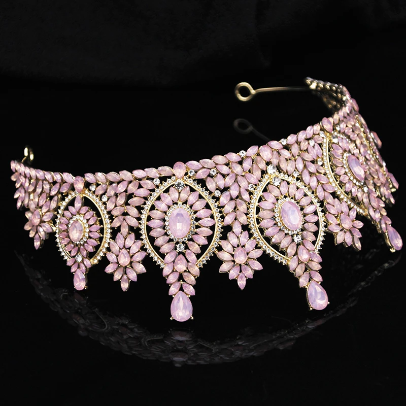 

11 Colors Rhinestone Crystal Diadem Crown 8 cm Height Tiaras for Queen Prom Pageant Bridal Wedding Hair Jewelry Accessories