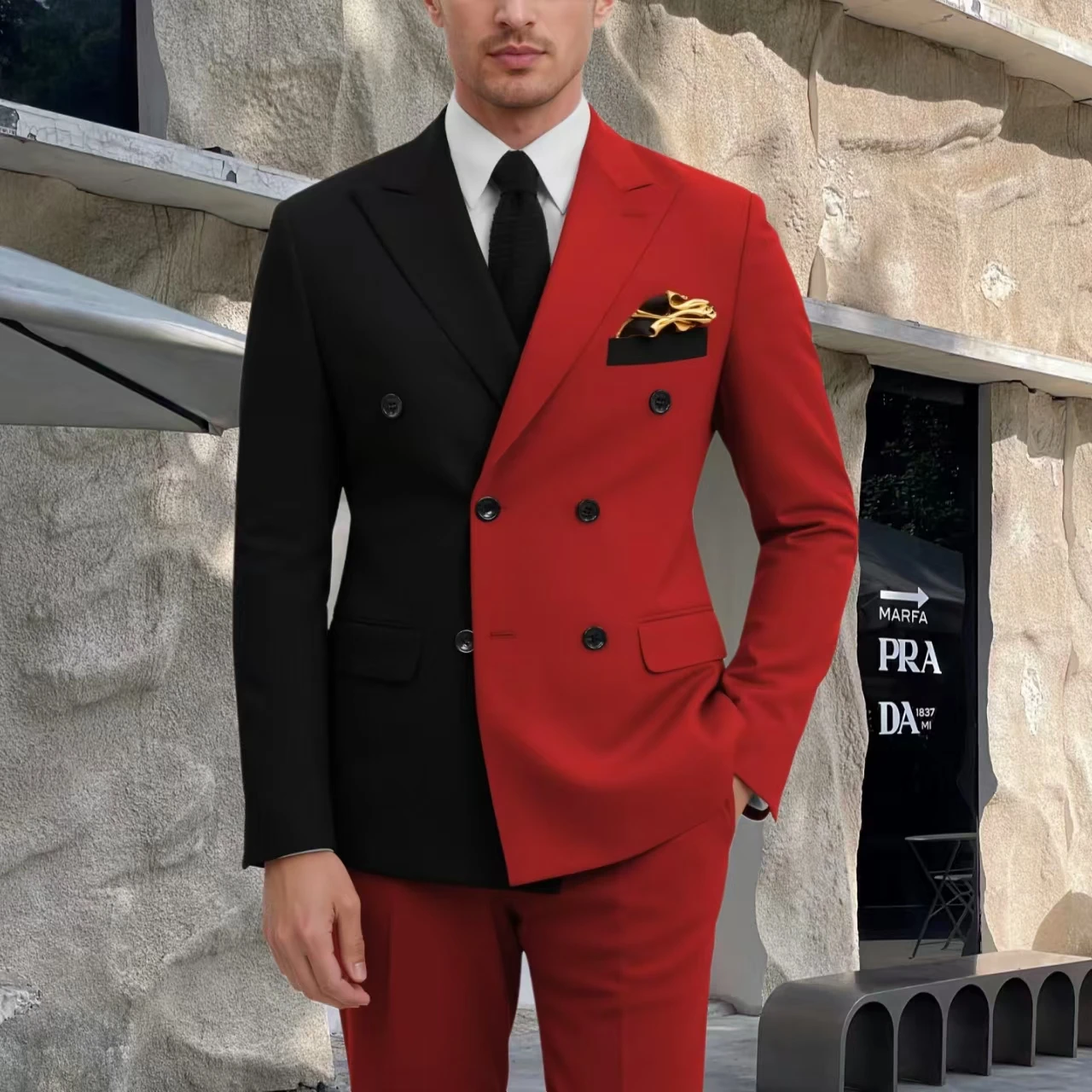 Men's Double Breasted Formal 2 Piece Tuxedo Suit for Wedding Business Classic Groom Best Man Costume Male Party Wear Homme