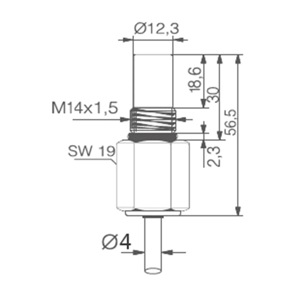 M14 Flush PNP NPN Sn 2mm 12V 24V 36V 56.5mm long Pre-wired High Pressure Inductive Proximity Sensor With Rohs