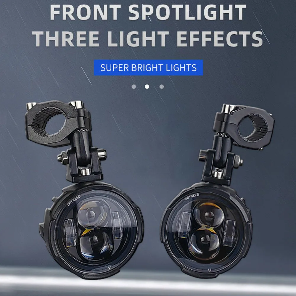 

Motorcycle Fog Lights Led Auxiliary Driving Lamp Moto Headlight Spotlights 100W With Switch Dual Color Motorcycle Led lights