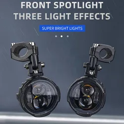 Motorcycle Fog Lights Led Auxiliary Driving Lamp Moto Headlight Spotlights 100W With Switch Dual Color Motorcycle Led lights