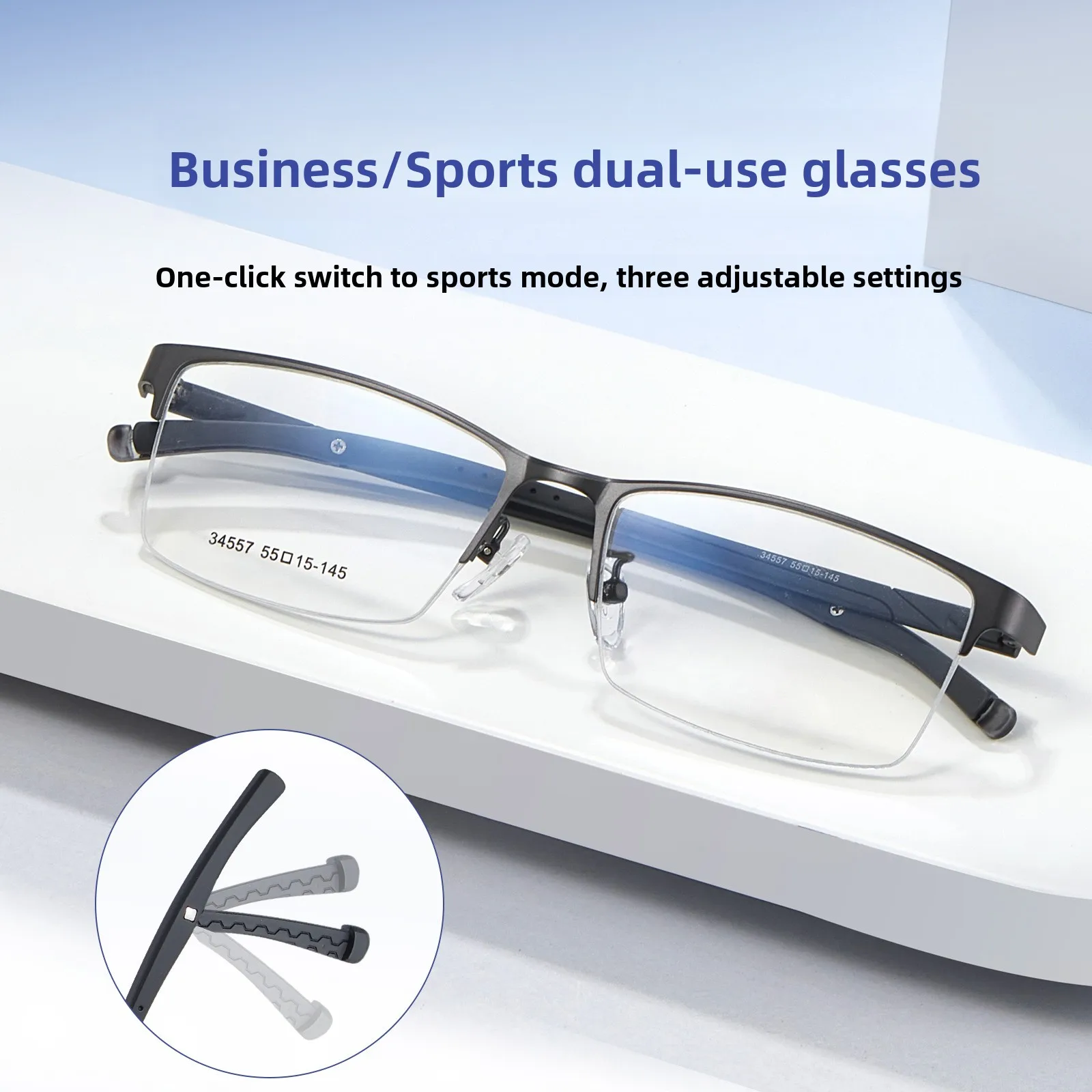 ultra-light-alloy-business-semi-framed-glasses-frame-plastic-leg-anti-slip-no-pinch-customizable-prescription-frame-for-men