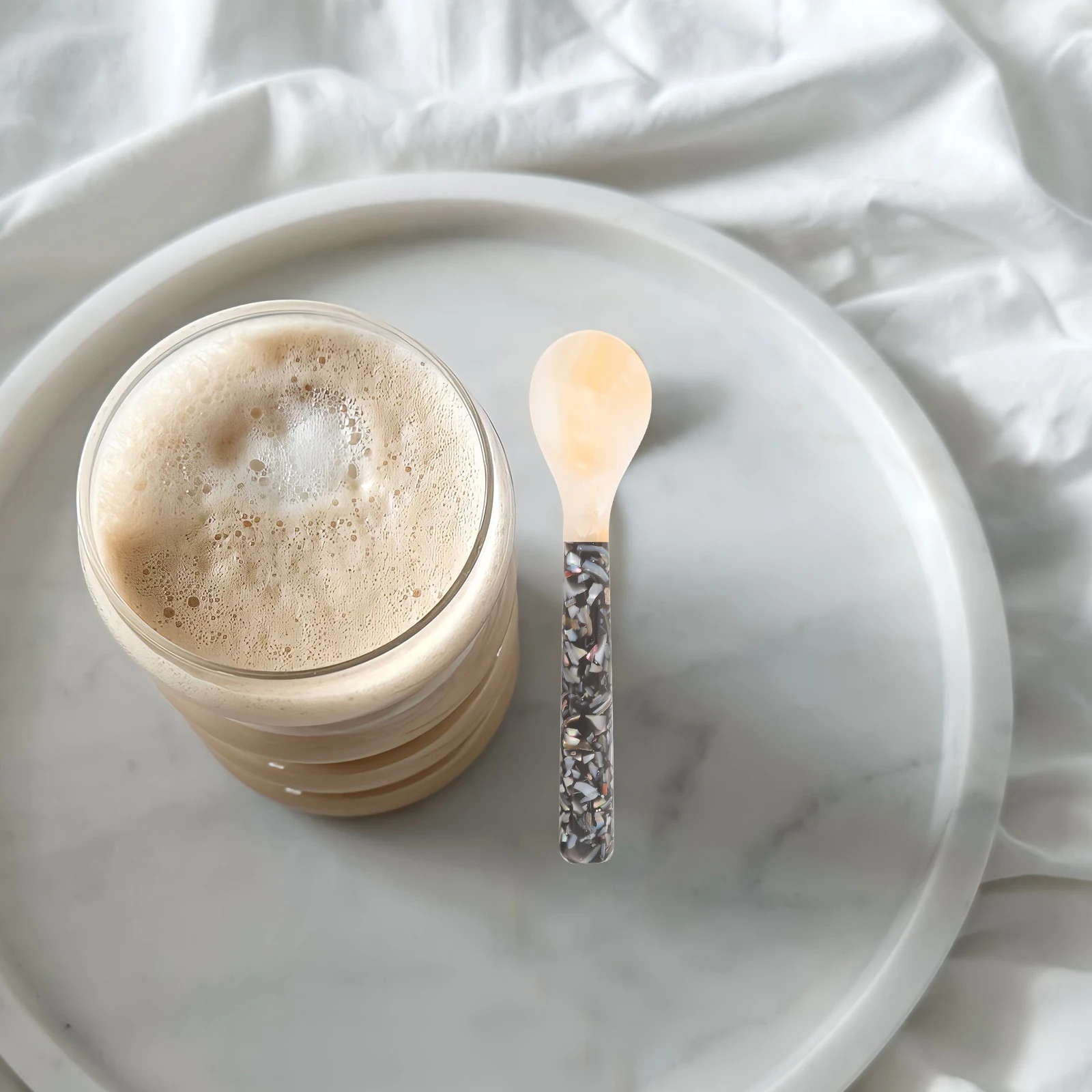 

Shell Dessert Spoon Small Natural Material for Ice Cream Coffee Juice Mixing Decorative Tableware Kitchen Essentials