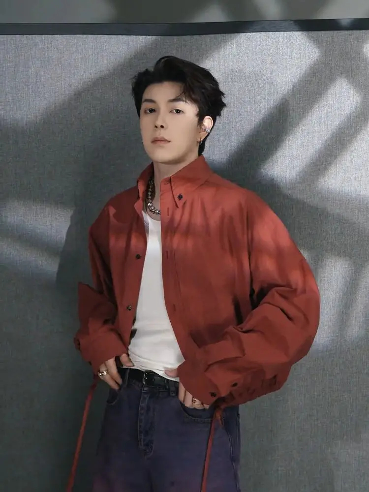 

Men's popular versatile retro long-sleeved shirt men's autumn new trend luxury high-end loose shirt jacket