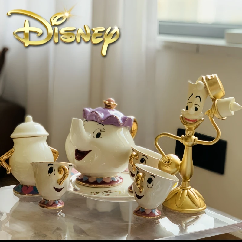 Disney Teapot Cute Cartoon Beauty And The Beast Coffee Pots Mug Mrs Potts Chip Cup Tea Cup Pots One Tea Set Droshipping Desk Gif