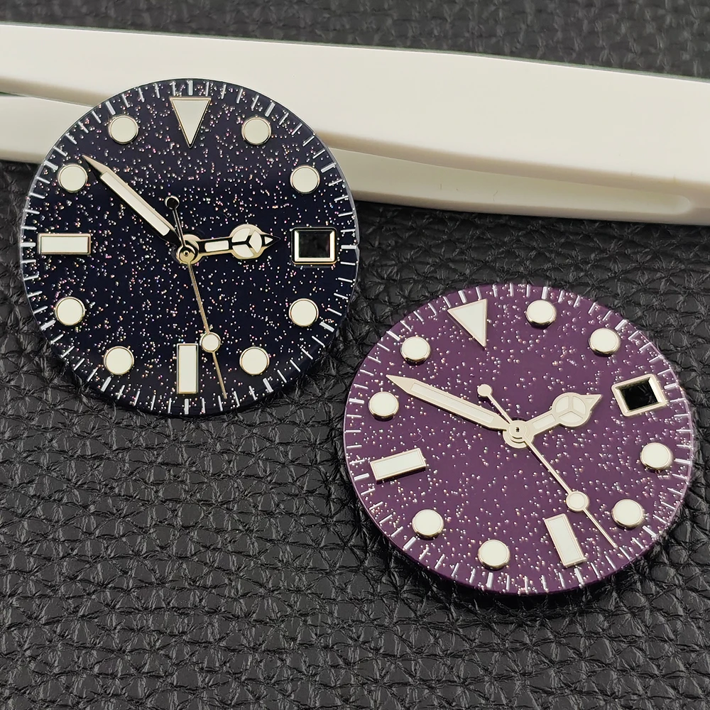 28.5mm NH35 Dial Watch Dial Sparkling Star Dial Starry Sky Dial Blue Luminous Fit NH35 NH36 Automatic Movement Customizable Logo