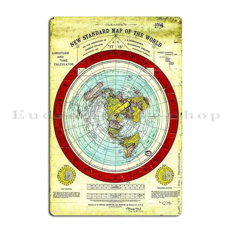 Gleason S Flat Earth Metal Plaque Poster Garage Printing Bar Cave Rusty Wall Cave Tin Sign Poster