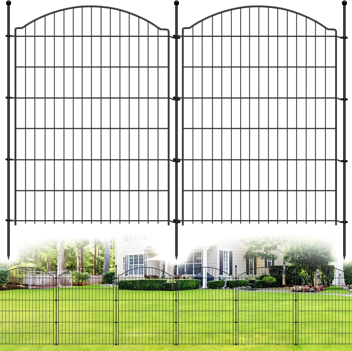 

40in x 12ft Decorative Garden Fence, 5 Pack Metal Wire Animal Barrier for Flower Bed Edging, No Dig Patio Yard Border