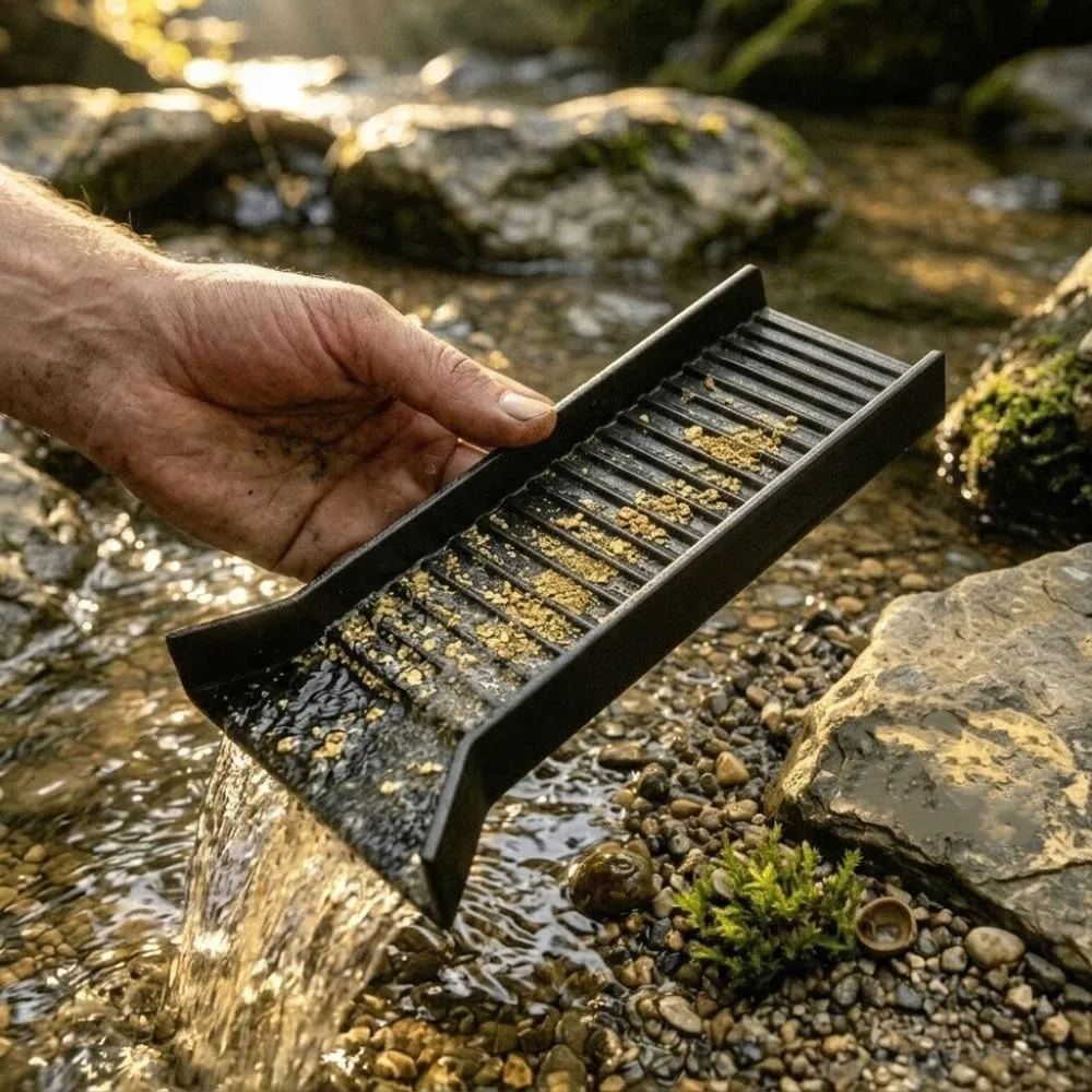 Manual Outdoor Gold Panning Sluice Handheld High-Efficiency River Gold Mining Sluice Tool Multi‑Level Wear Resistant
