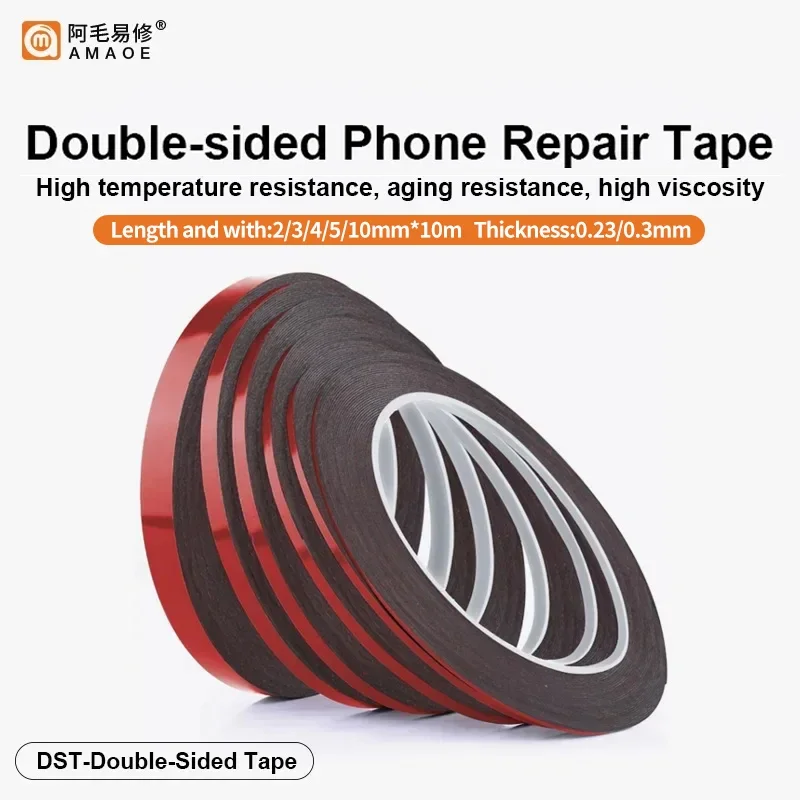 

AMAOE 0.23/0.3mm 10m Double Sided Phone Repair Tape 2/3/4/5/10mm Suitable for Mobile Phone Back Cover Screen Bonding Repair Tool