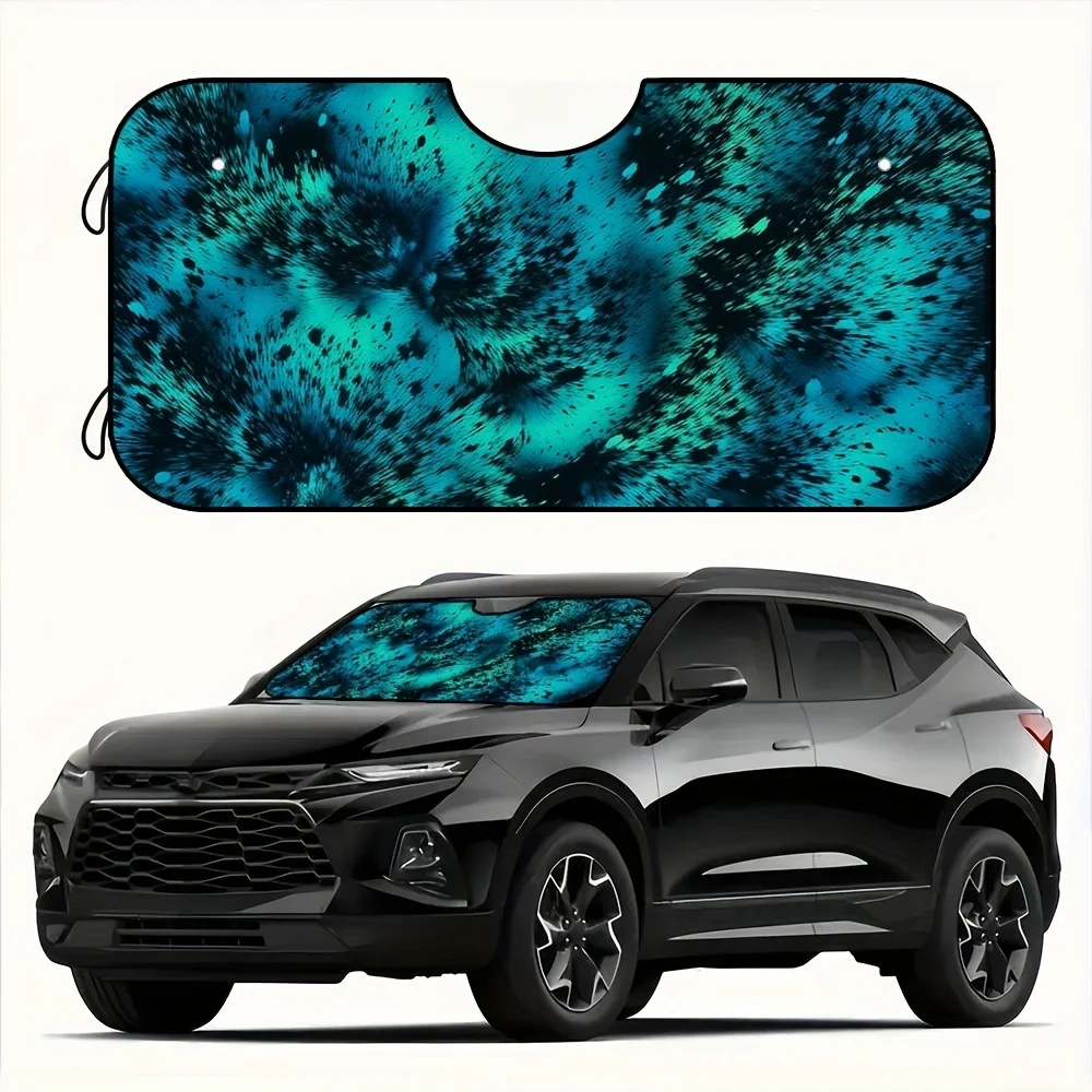 

1 шт. бирюзовый бохо бирюзовый черный бирюзовый мраморный солнцезащитный козырек на лобовое стекло-подходит для автомобильного окон, складной УФ/тепловой экран с белыми