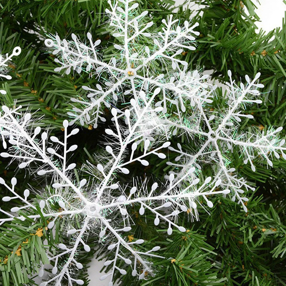 30PCS Large Christmas Snowflakes Ornaments Xmas Tree Hanging Glitter Snow Flake Decoration DIY New Year Garlands Home Decor