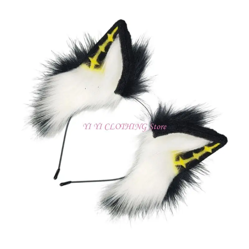 N5KF Plush Dark Series Animal Ear Hair Band Punk Theme Hairhoop For Music Festival Anime Event Costume Accessoires Headswear
