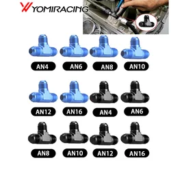Aluminum Junction Coupler Hose Adapter Hose Tee T-piece Adapter Connector Fitting Thread AN4 AN6 AN8 AN10 AN12 Black/Blue