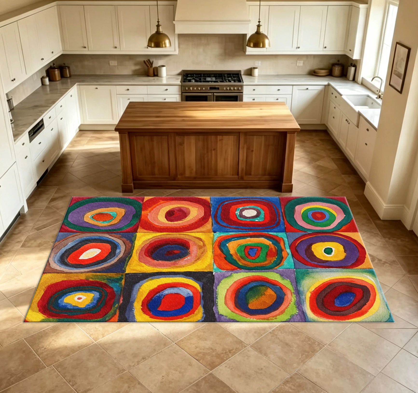 Colorful Abstract Concentric Circles Carpet Floor Mat Wassily Kandinsky Art Print Floor Mat Creative Modern Home Decor Carpet