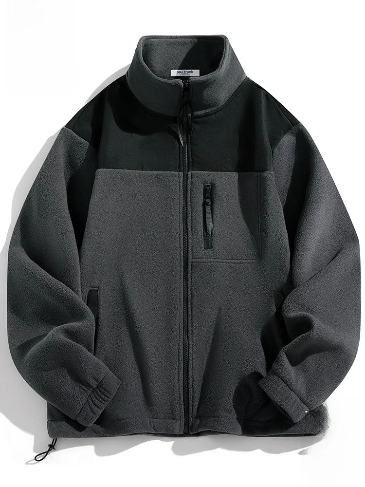 

PaulFrank Thiened Lamb Fur Jaet Stand Collar Loose Fit Men's Autumn New Sle Couple Color Matching Zipper Closure Coat