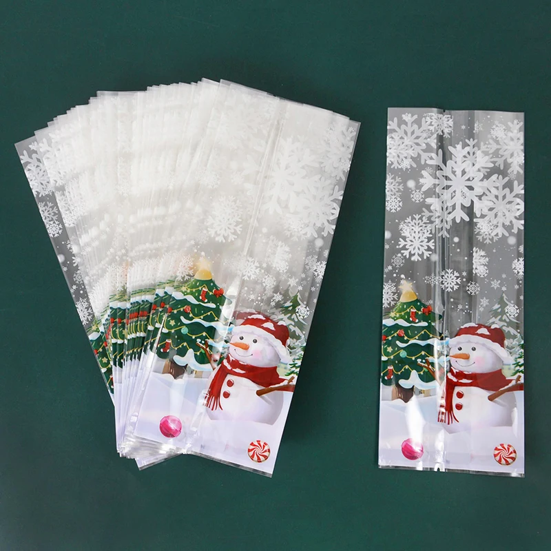 25/50pcs Christmas Candy Bags Santa Gift Bag Christmas Decorations 2024 Navidad Xmas Cookies Gift Baking Packaging Bags Pouch