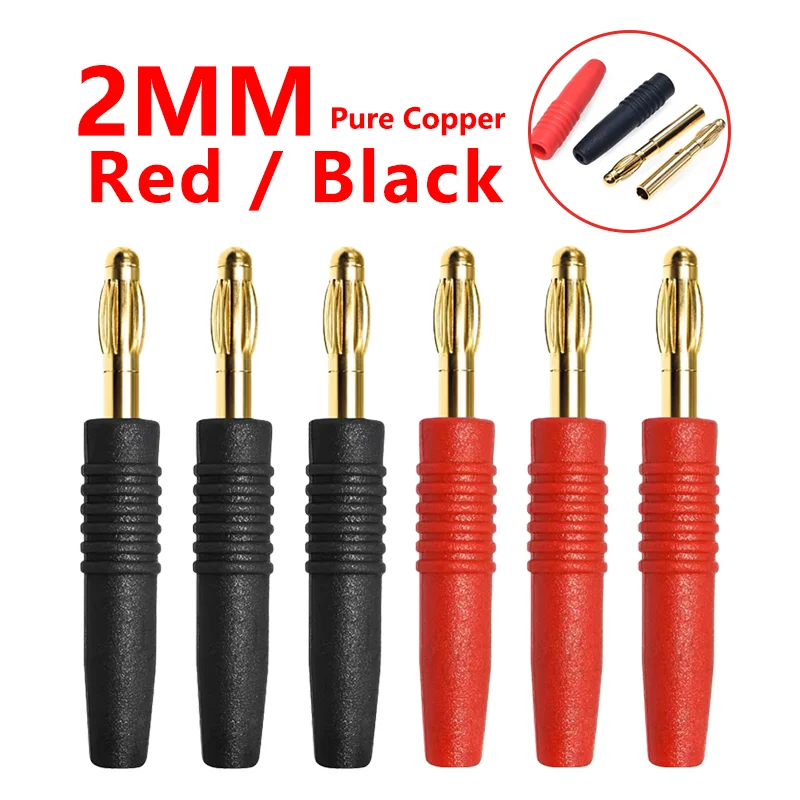 

20Pcs 2MM Banana Gold Plate Plugs Connectors For Banana Socket Male Connector Pure Copper Power Supply Terminal