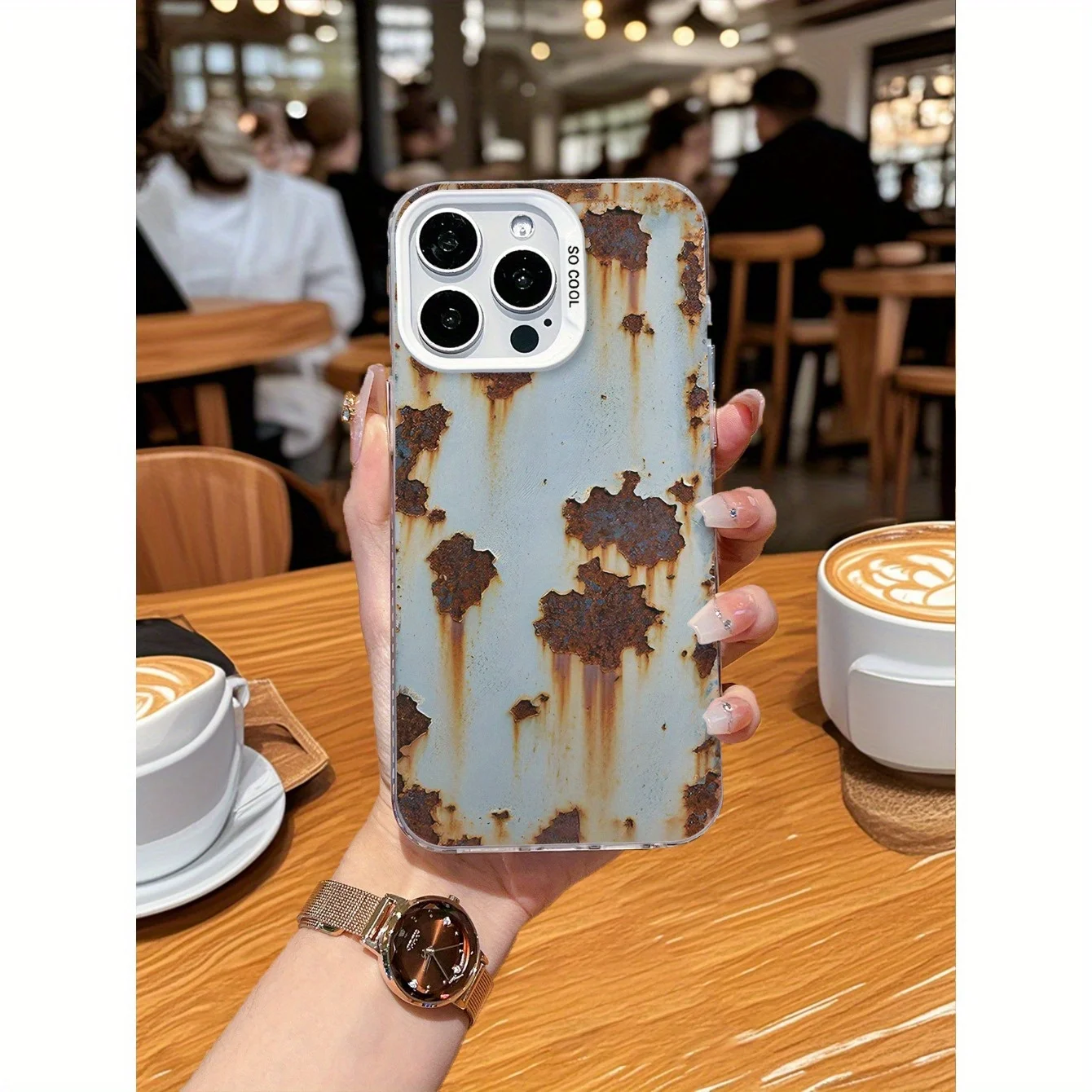 

Creative design of rusty iron phone case for iPhone 16 15 14 13 12 11 Pro/ Max/Plus shock-proof rear cover anti-fingerprint