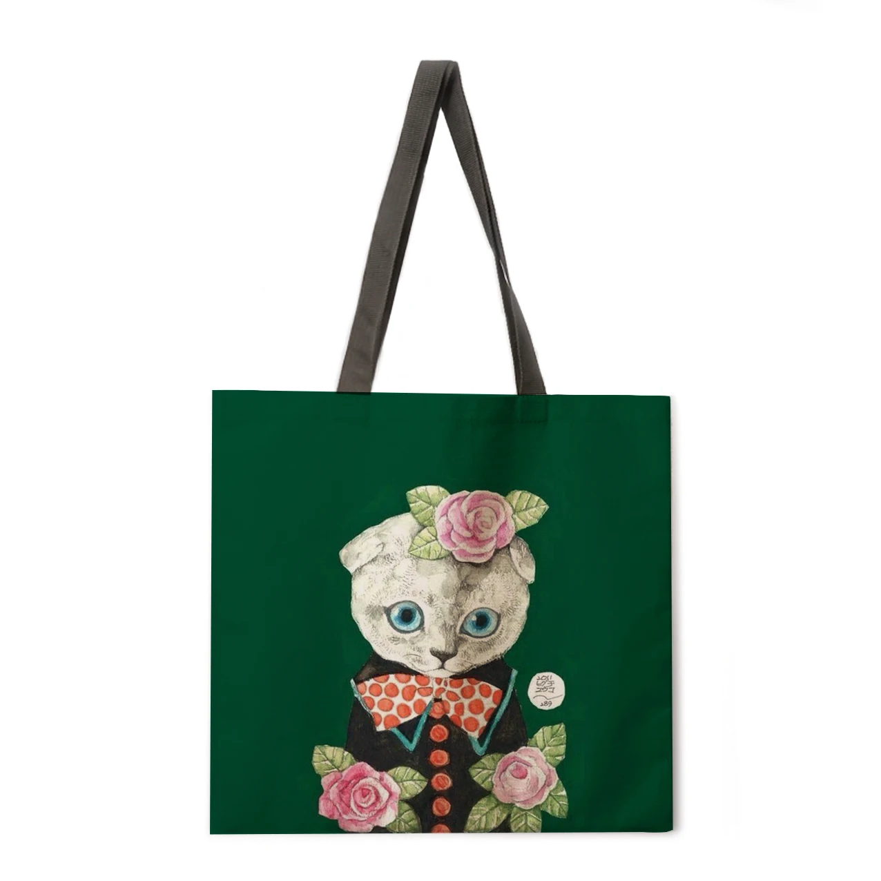 Japanischer Stil Illustration Katze Leinen Tasche Handtasche leichte Umhängetasche große Kapazität umweltfreundliche Einkaufstasche Einkaufstasche
