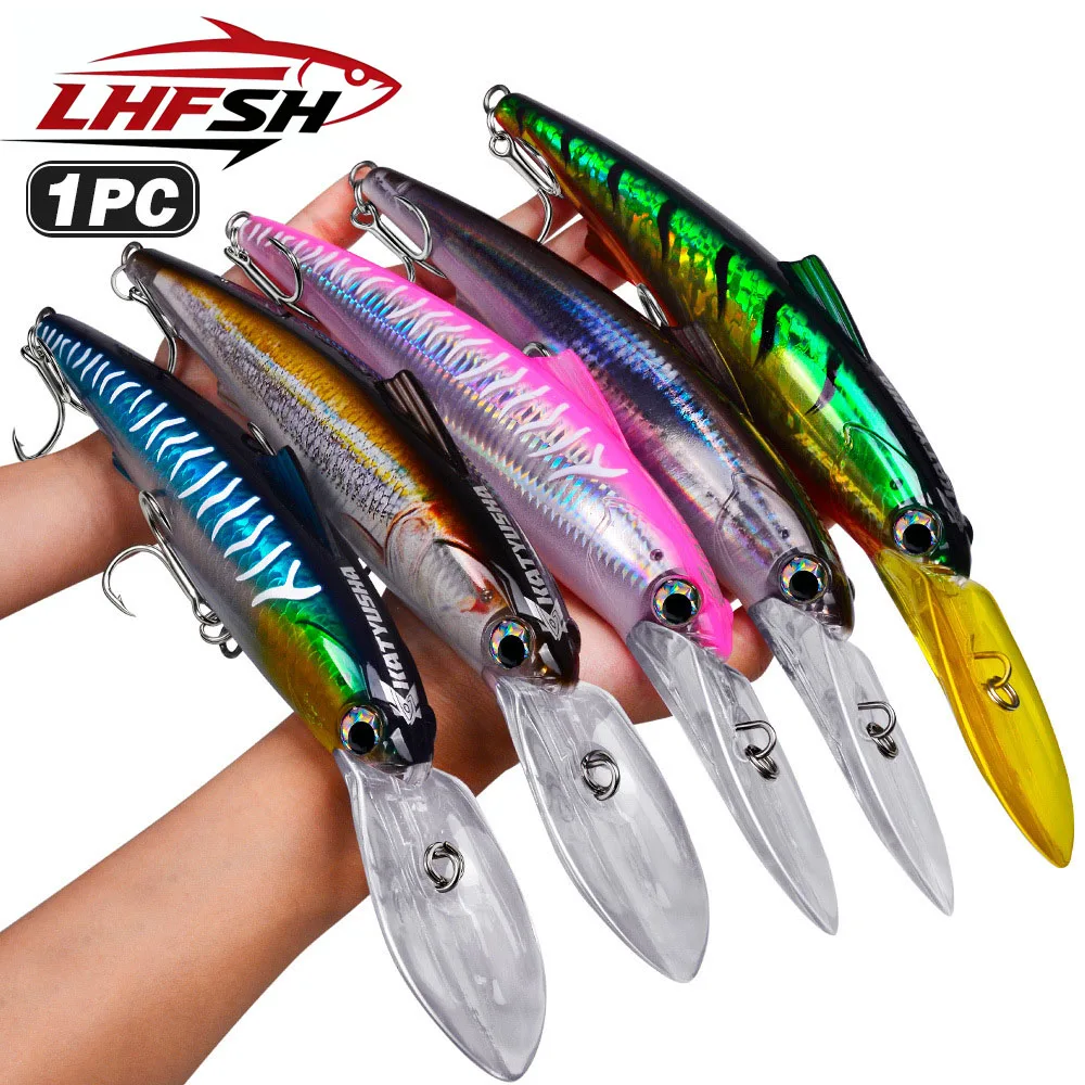 LHFSH 82g/135g Tiefsee-Großfisch-Angelköder mit langer Lippe, künstlicher Hartköder, Trolling-Wobbler, Bass-Salzwasser-Angelzubehör