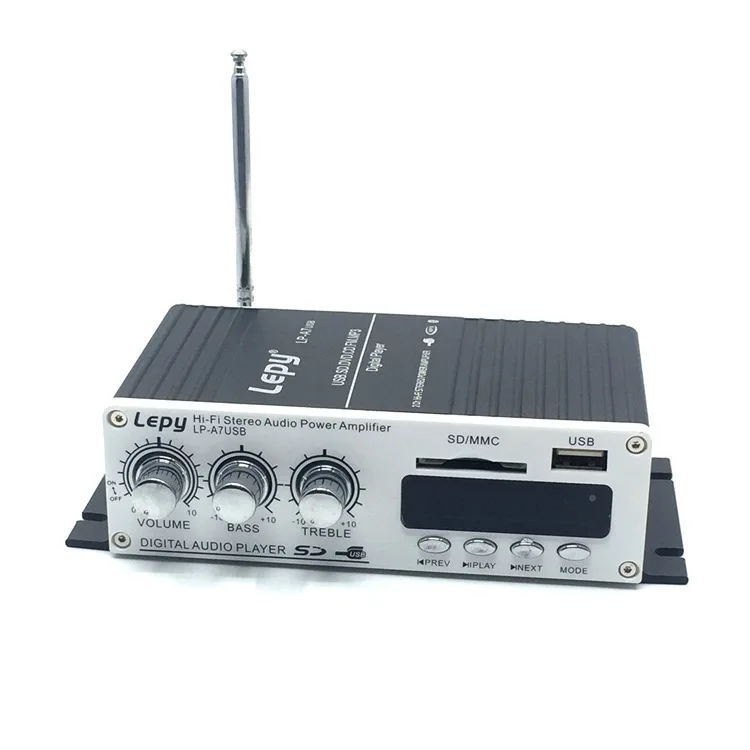 Lepy A7 USB Mini Super Bass Stereo Car Amplifier 2 Channel USB DVD CD FM MP3 Audio Player