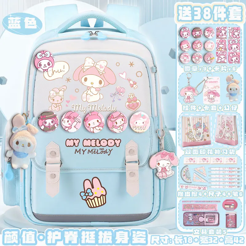 Школьный портфель Sanrio New Melody, милый мультяшный Повседневный и легкий рюкзак на плечо, водонепроницаемый, устойчивый к пятнам