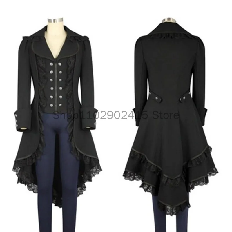 Women Medieval Steampunk Victorian women Gothic Jacket Noble Court vintage Dress Halloween carnival party cosplay Costume Lace