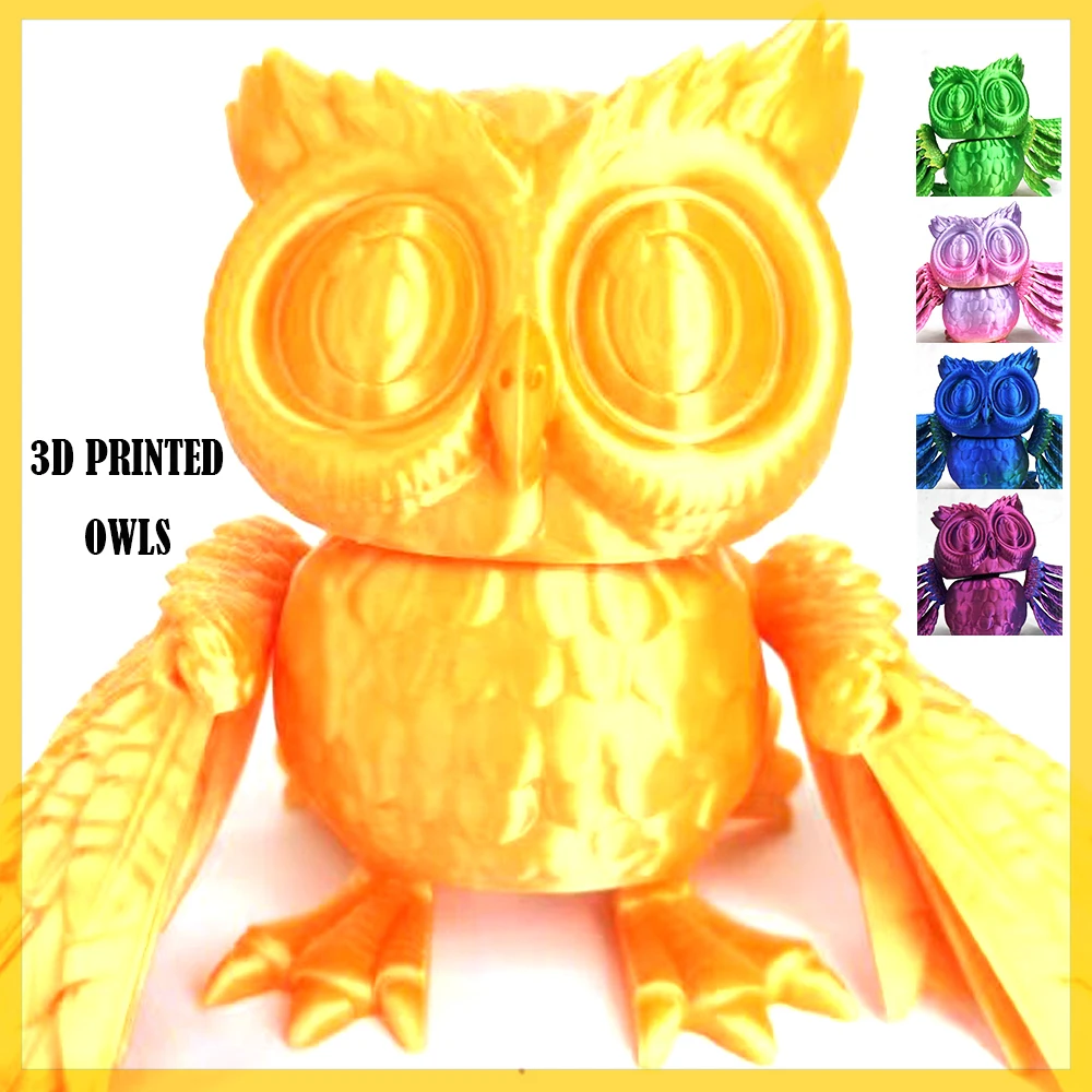 3D Printed Toys Owls Animals Figurines Model Birds Multi-Jointed Decorative Desktop Ornament Kids Toys Boys Gifts Novelty Toy