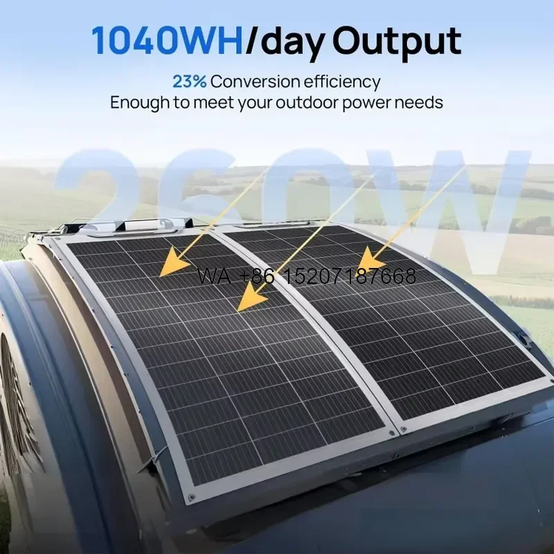Wmwmnu for SUNWE 100W-300W Flexible Solar Panel 12V 18V 24V Portable Mono PV Module 23% Efficiency IP67 Waterproof for RV