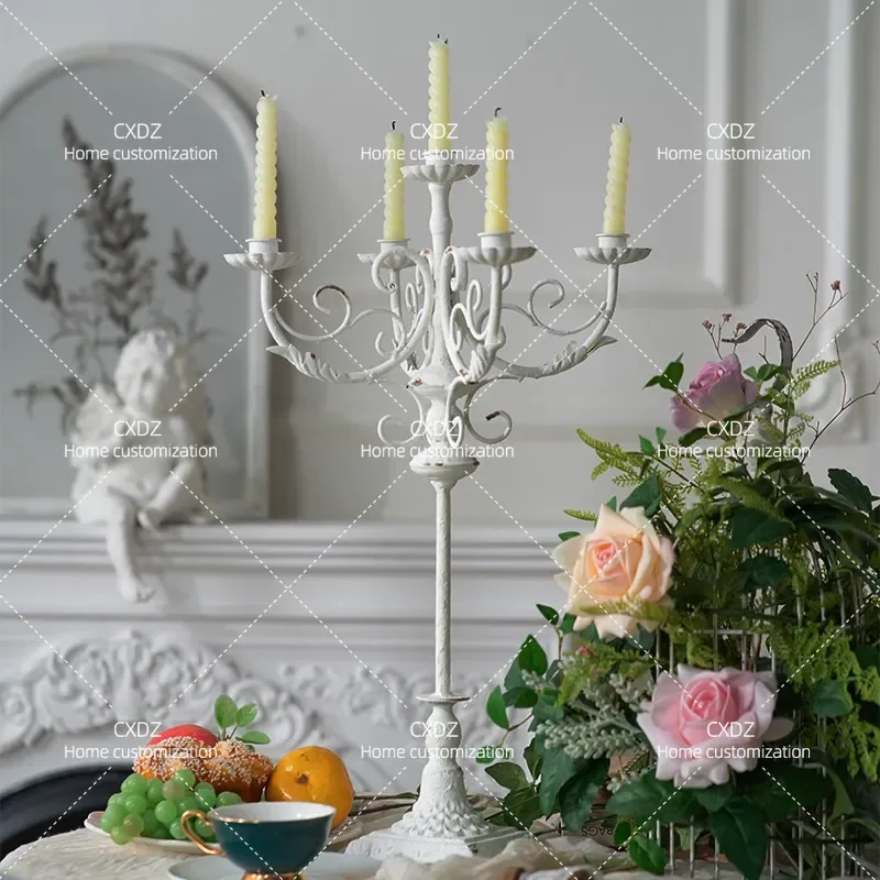Wabi Sabi Wrought Iron Candle Holder French Light Luxury Romantic Wedding Tabletop Decoration Advanced Ornament Shooting