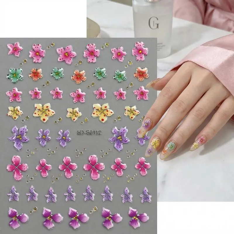 Blossom Petal 5D Nail Stickers Floral Bronzing Highlights for Spring Summer Nails DIY Art Home Salon Use Easy to Apply