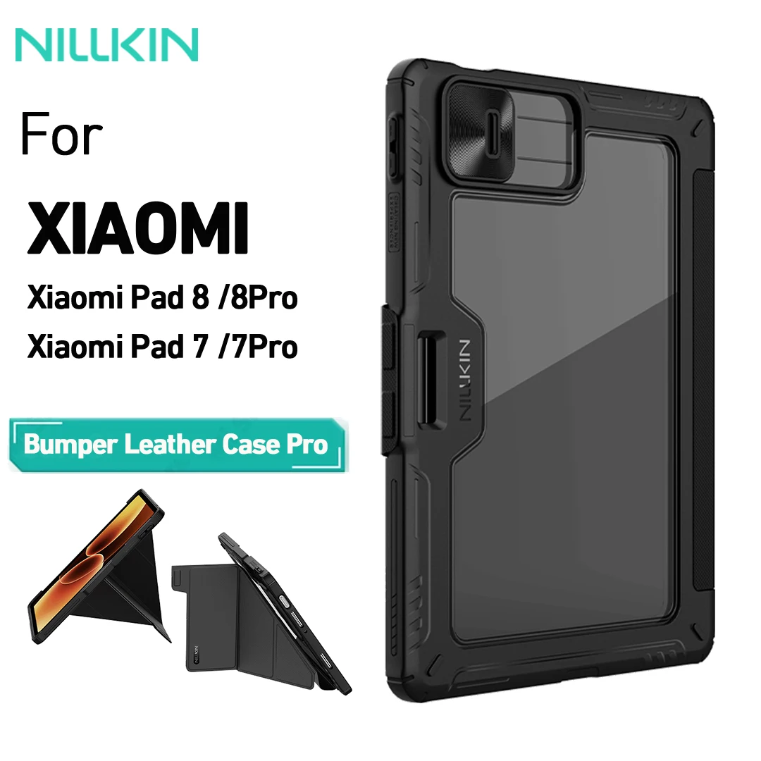 Nillkin Bumper Leather Case For Xiaomi Pad 8 8 Pro 7 7 Pro Smart Stand Cover Sliding Camera Protect Heavy Duty Tablet Shockproof