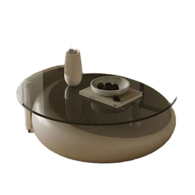 

Round cream new coffee table rotatable storage living room household small apartment light luxury high-end Italian tempered