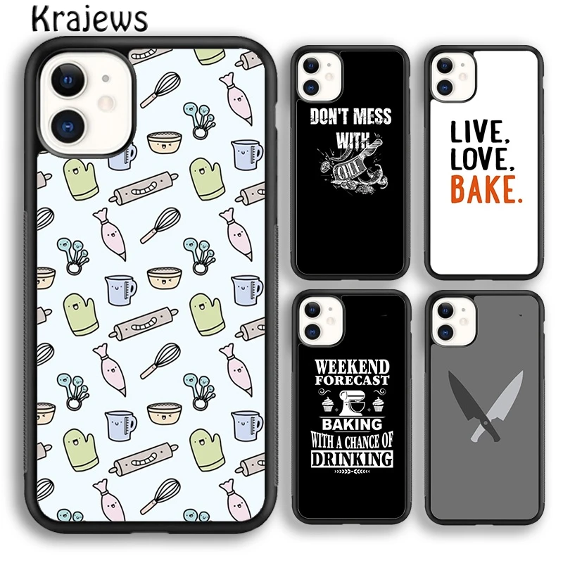 Krajews Baking Cook Chef Phone Case Cover For iPhone 16 15 14 plus XS XR 11 12 mini 13 pro max coque Shell Fundas