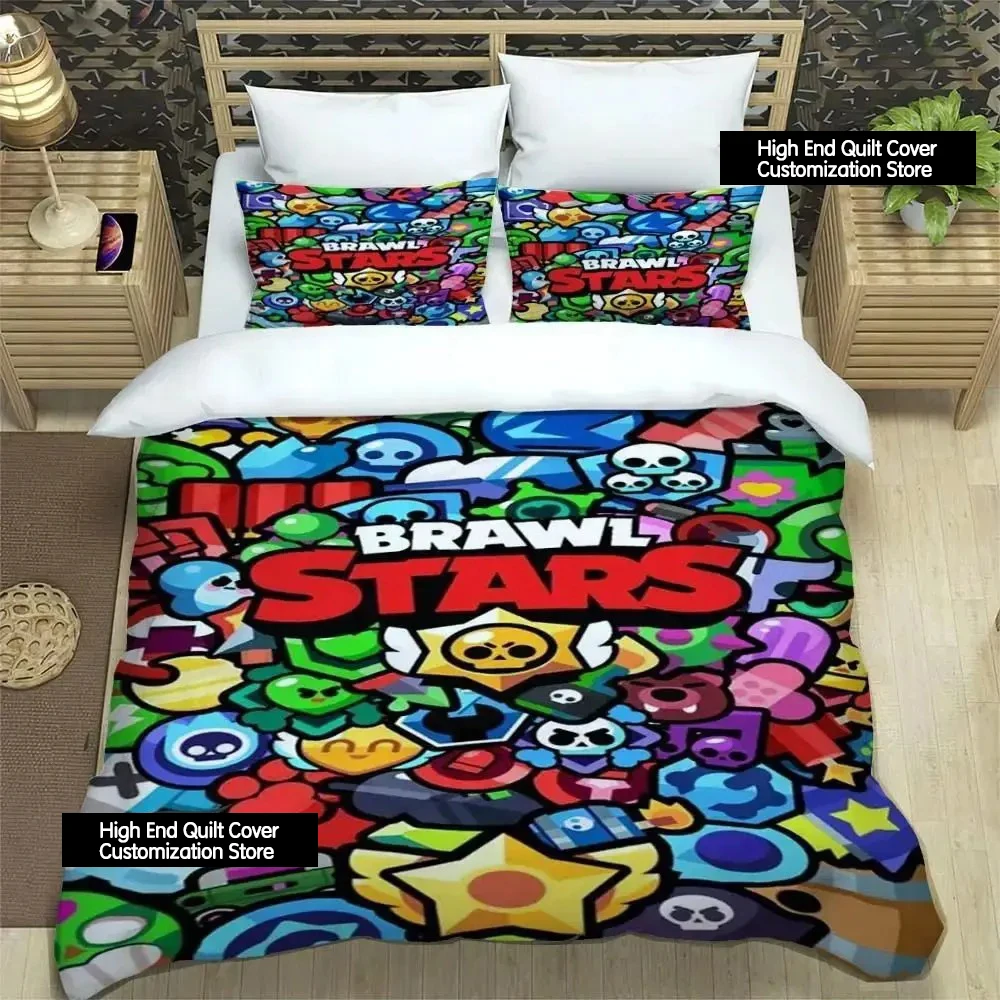 3D Print Game B-rawl Cartoon S-stars Bedding Set Boys Girls Twin Queen King Size Duvet Cover Pillowcase Bed boys Adult Bedroom