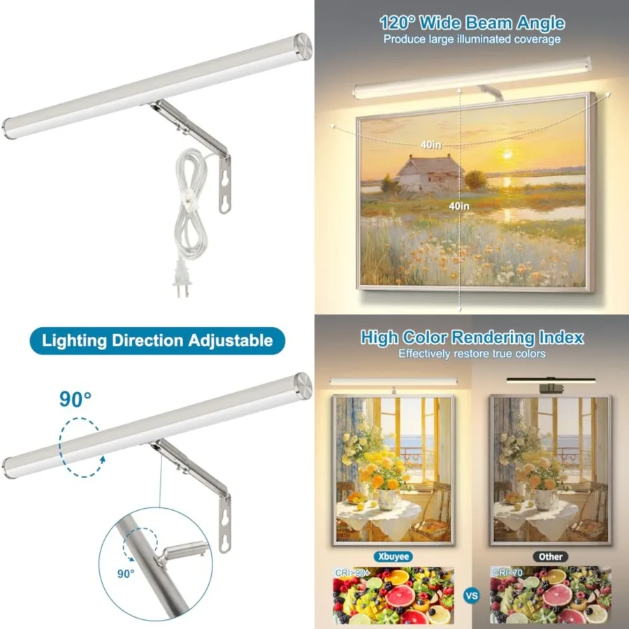 

Plug in LED Picture Lights for Paintings, 3000K Adjustable Art Light Gallery LED Wall Light Wall Sconces for Display Art Work,